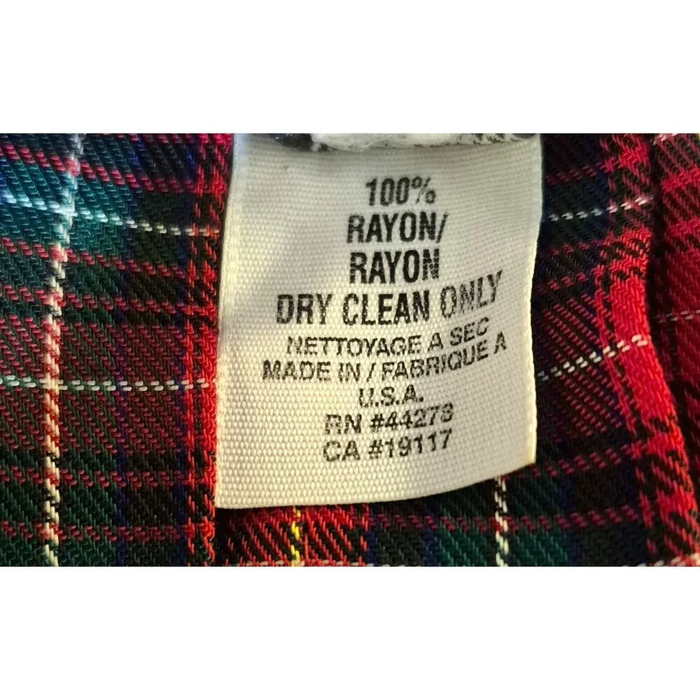 Marisa Christina Vintage Classic Plaid 100% Rayon Maxi Pleated Skirt Sz S EUC